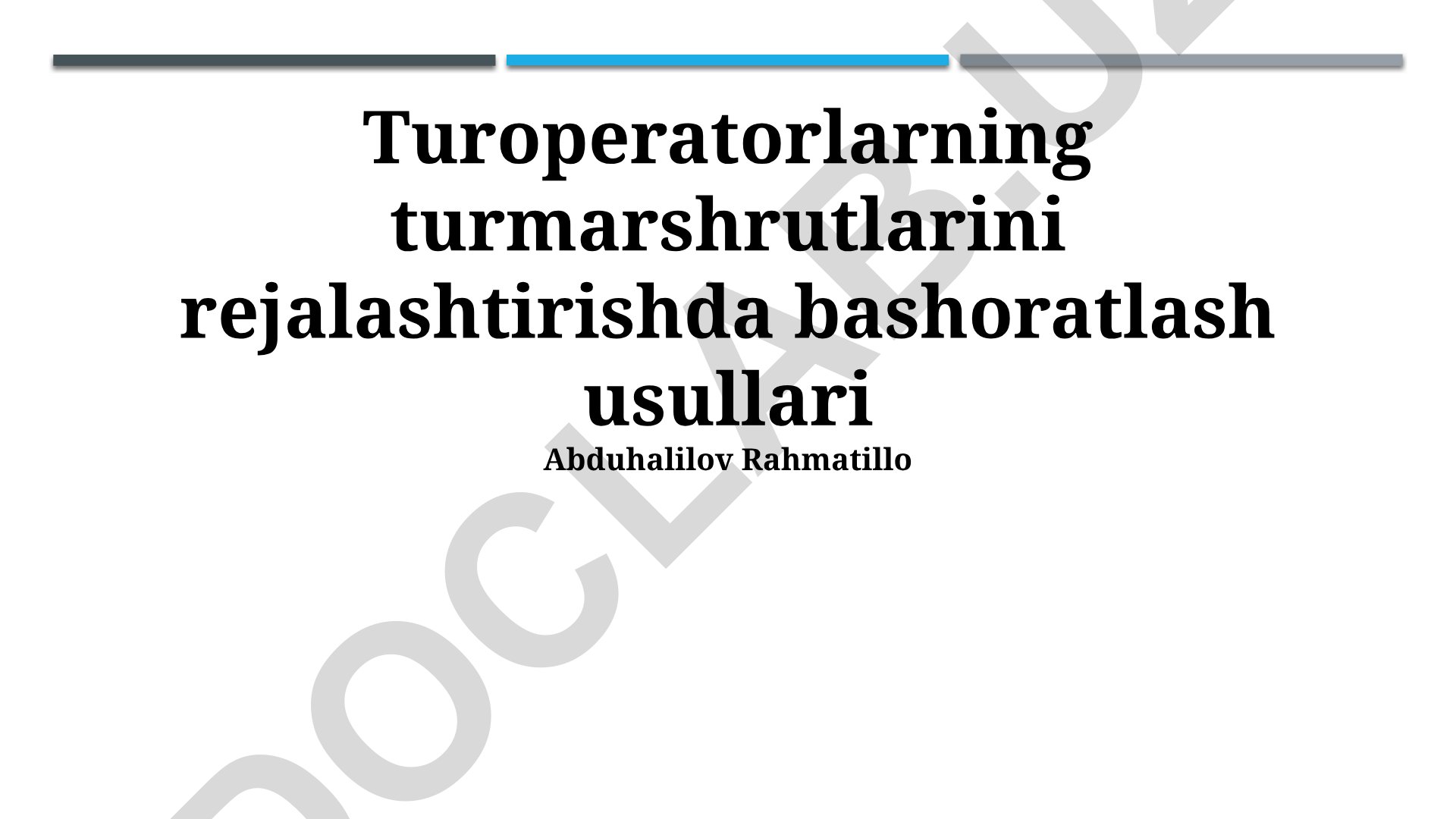 Turoperatorlarning turmarshrutlarini rejalashtirishda bashoratlash usullari