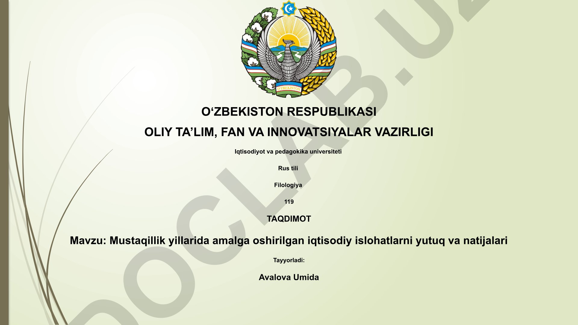 Mustaqillik yillarida amalga oshirilgan iqtisodiy islohatlarni yutuq va natijalari