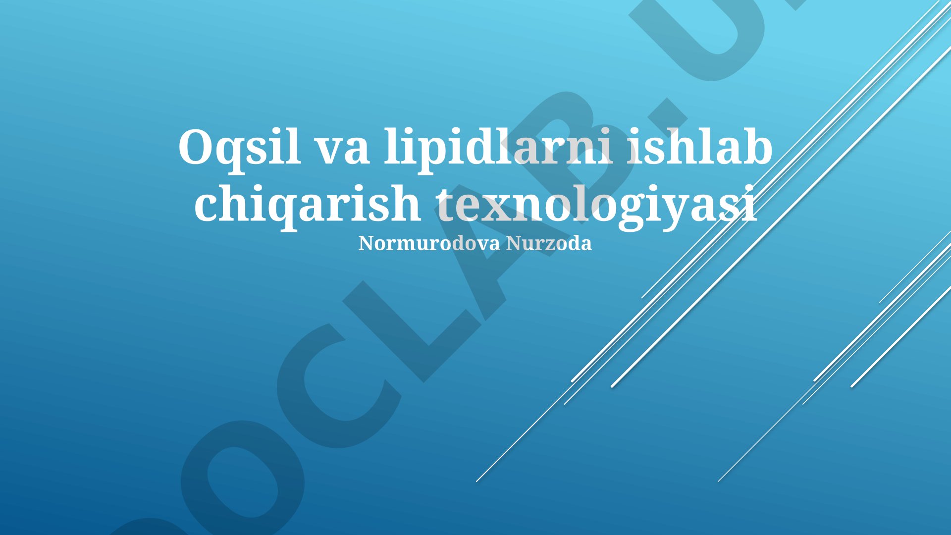Oqsil va lipidlarni ishlab chiqarish texnologiyasi
