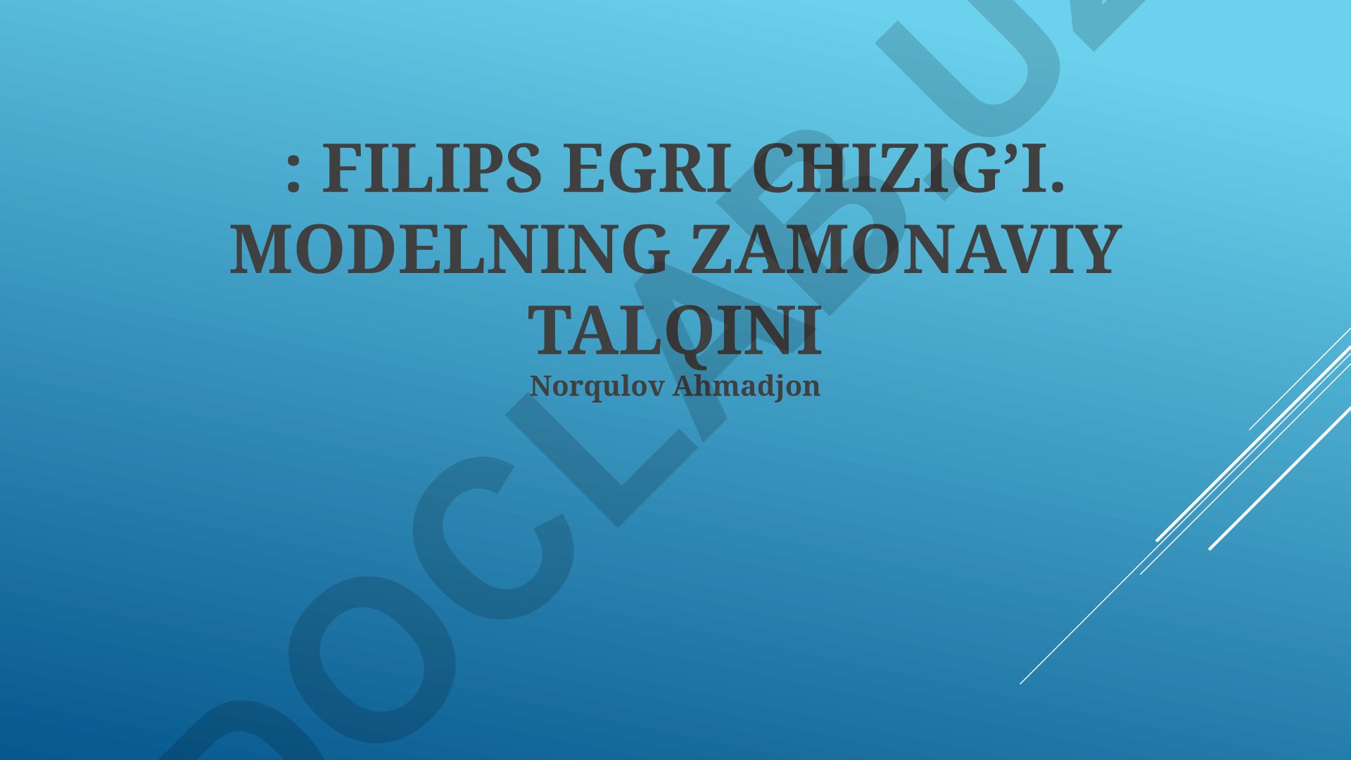 Filipps egri chizig'i modelining zamonaviy talqini
