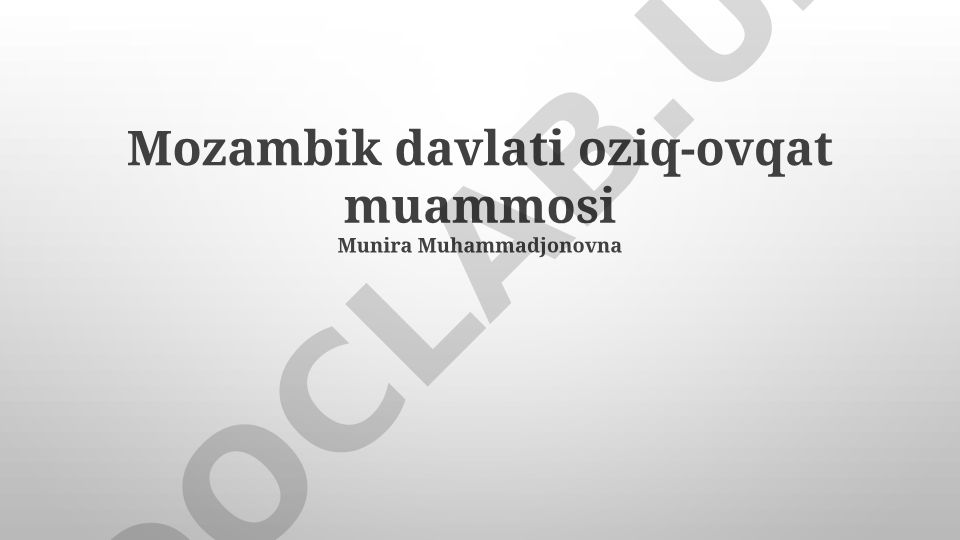 Mozambik davlatining oziq-ovqat muammosi va yechim yo'llari