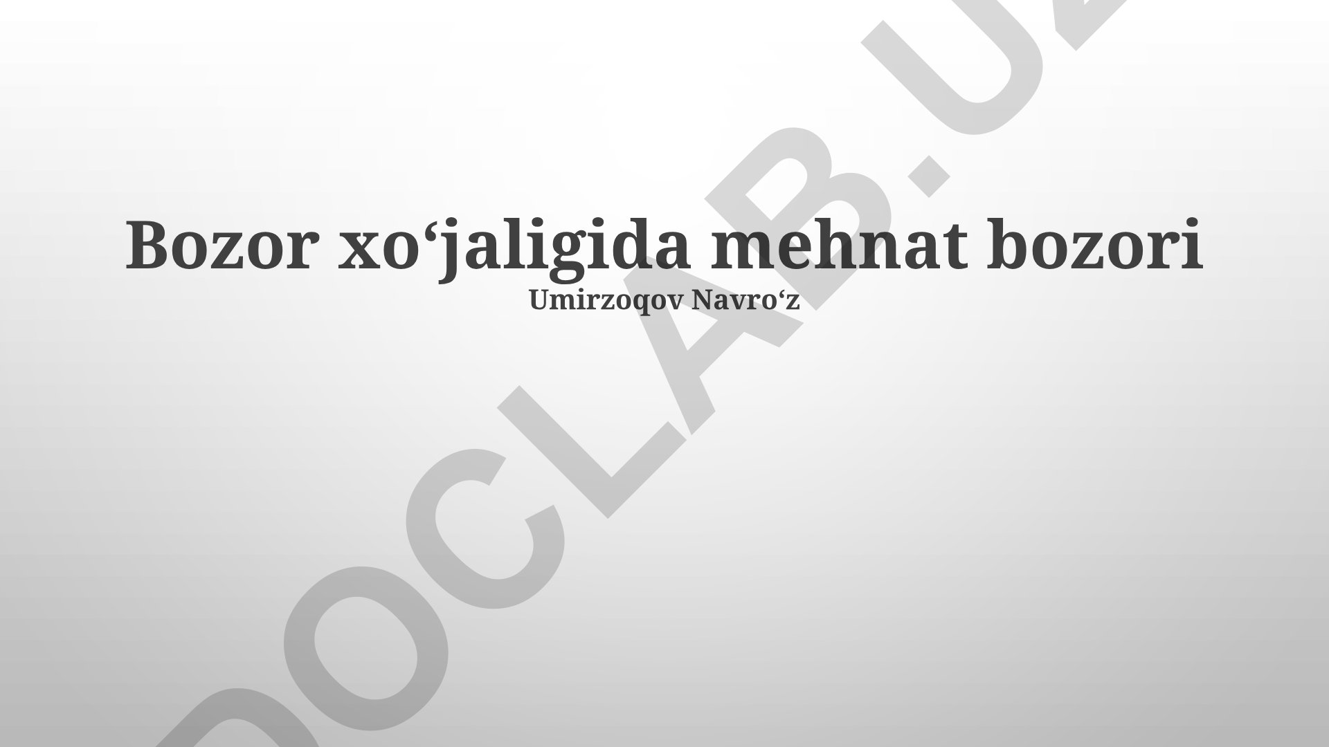 Bozor xoʻjaligida mehnat bozori