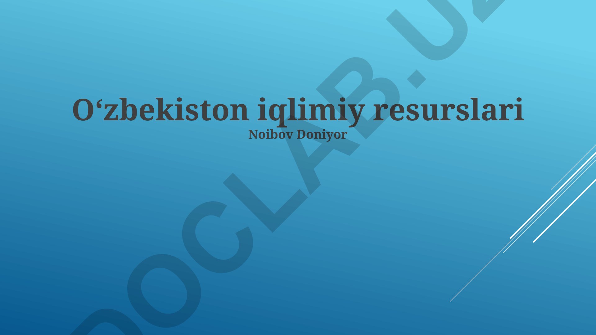 Oʻzbekiston iqlimiy resurslari xususiyatlari va ularning qishloq xoʻjaligida ahamiyati