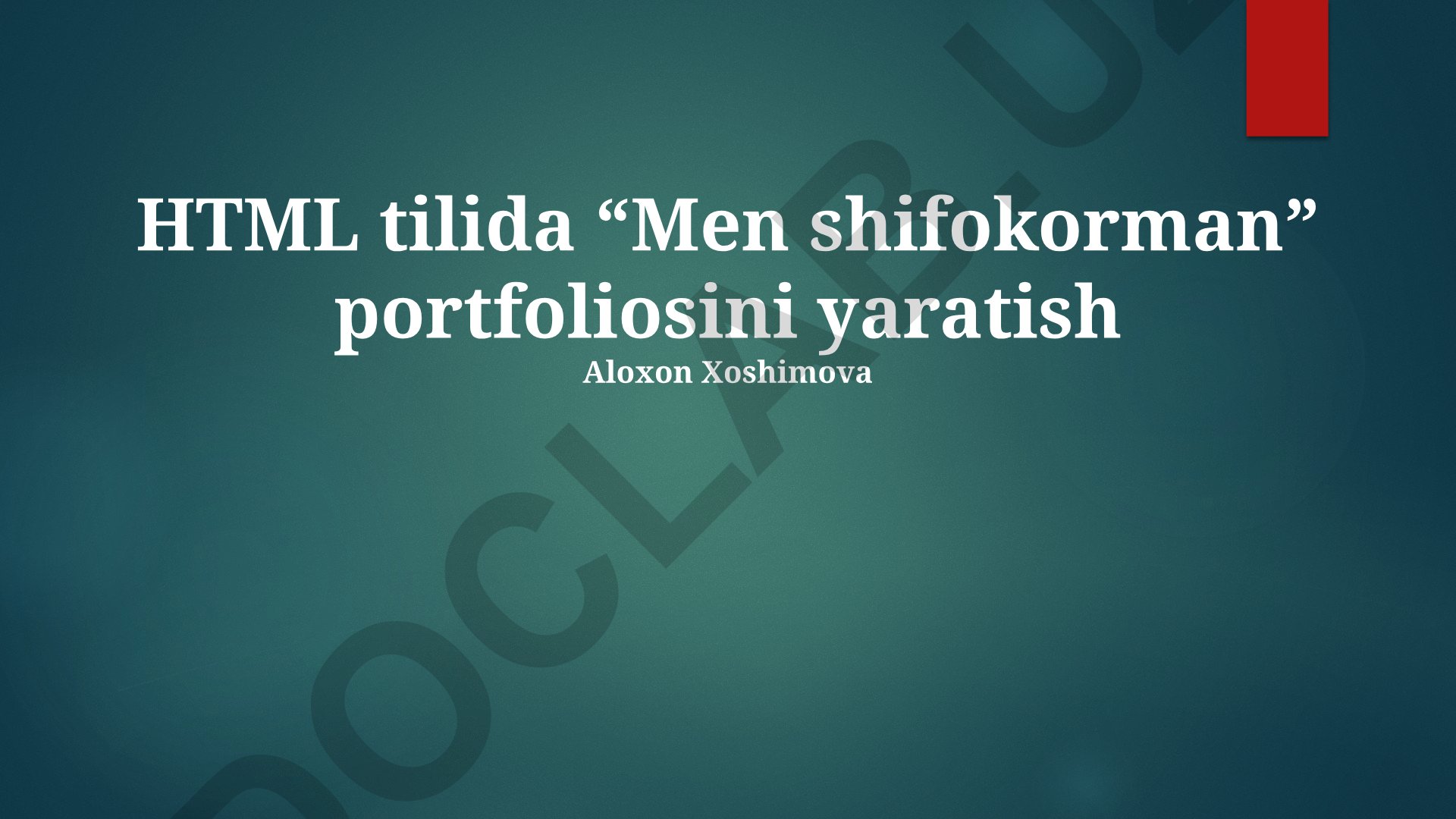 Tibbiyot mutaxassisi uchun HTML portfeli yaratish