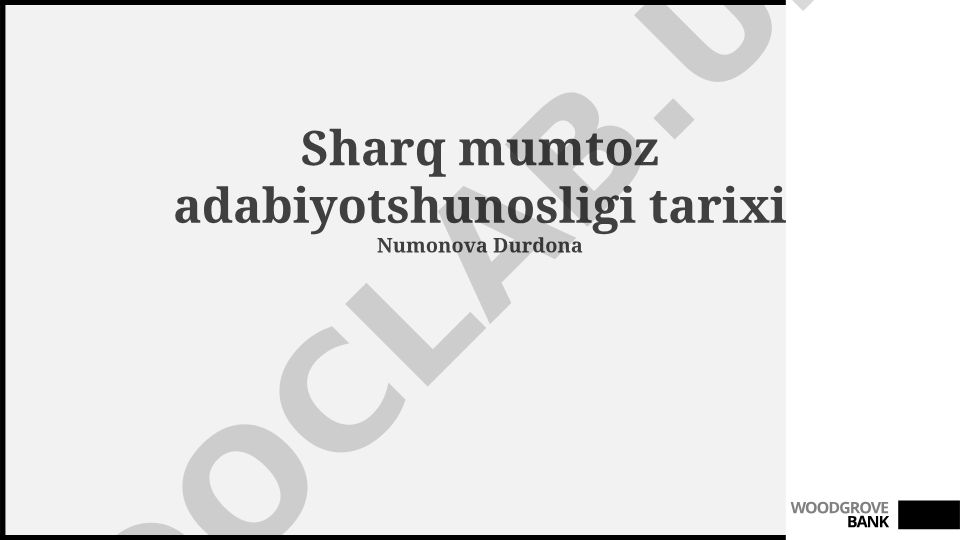 Sharq mumtoz adabiyotshunosligi tarixi