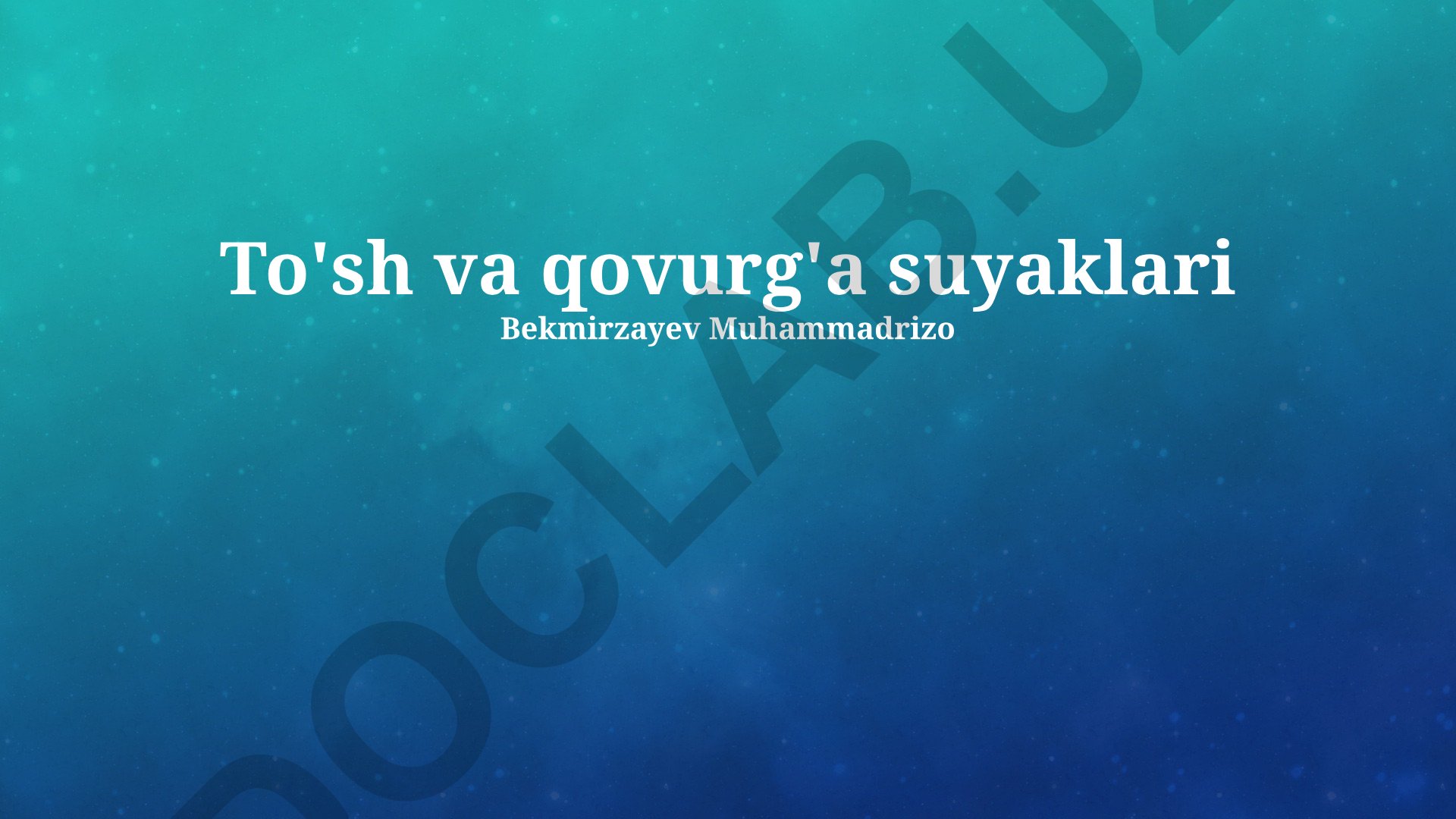 To'sh va qovurg'a suyaklari anatomiyasi va klinik ahamiyati