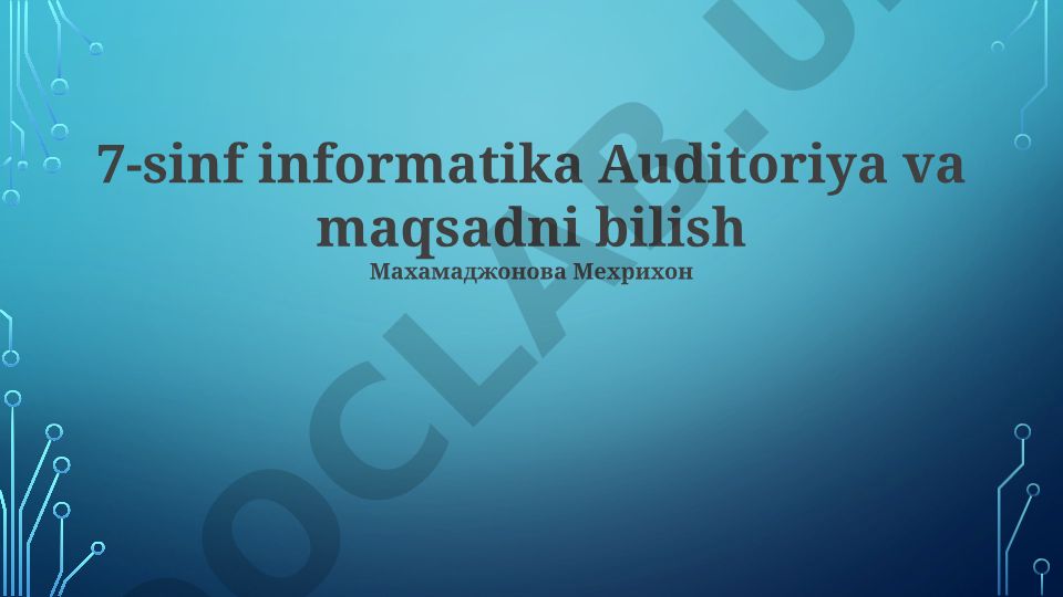 Auditoriyani tushunish va maqsadni aniqlash