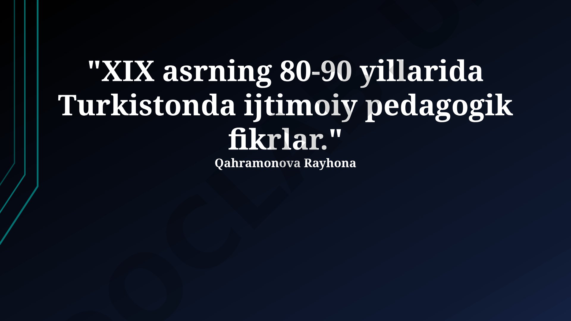 XIX asrning 80-90 yillarida Turkistonda ijtimoiy pedagogik fikrlar