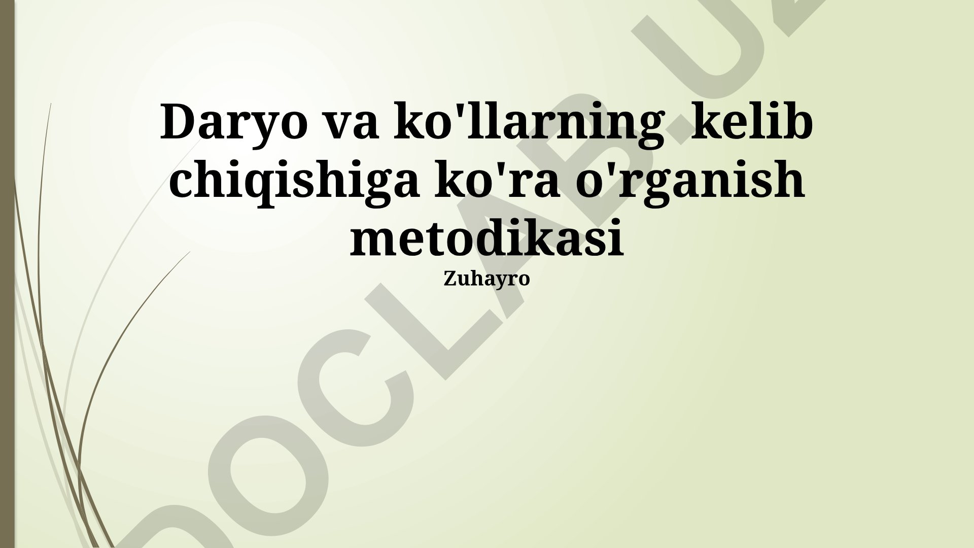 Daryo va ko'llarning kelib chiqishini o'rganish metodikasi
