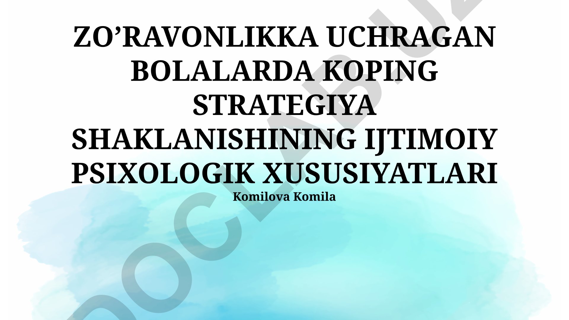 Zo'ravonlikka uchragan bolalarda moslashuv strategiyasining shakllanishi