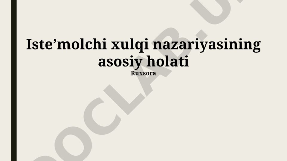 Iste'molchi xulqi nazariyasi va marketing strategiyalari