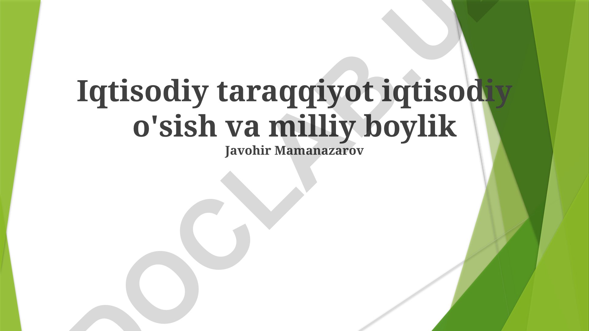 Barqaror iqtisodiy rivojlanish konsepsiyasi va uning ijtimoiy oqibatlari