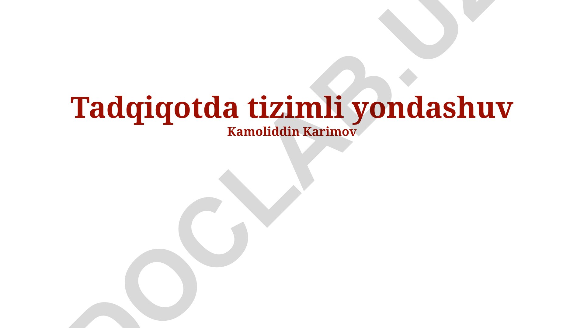 Tadqiqotda tizimli yondashuv