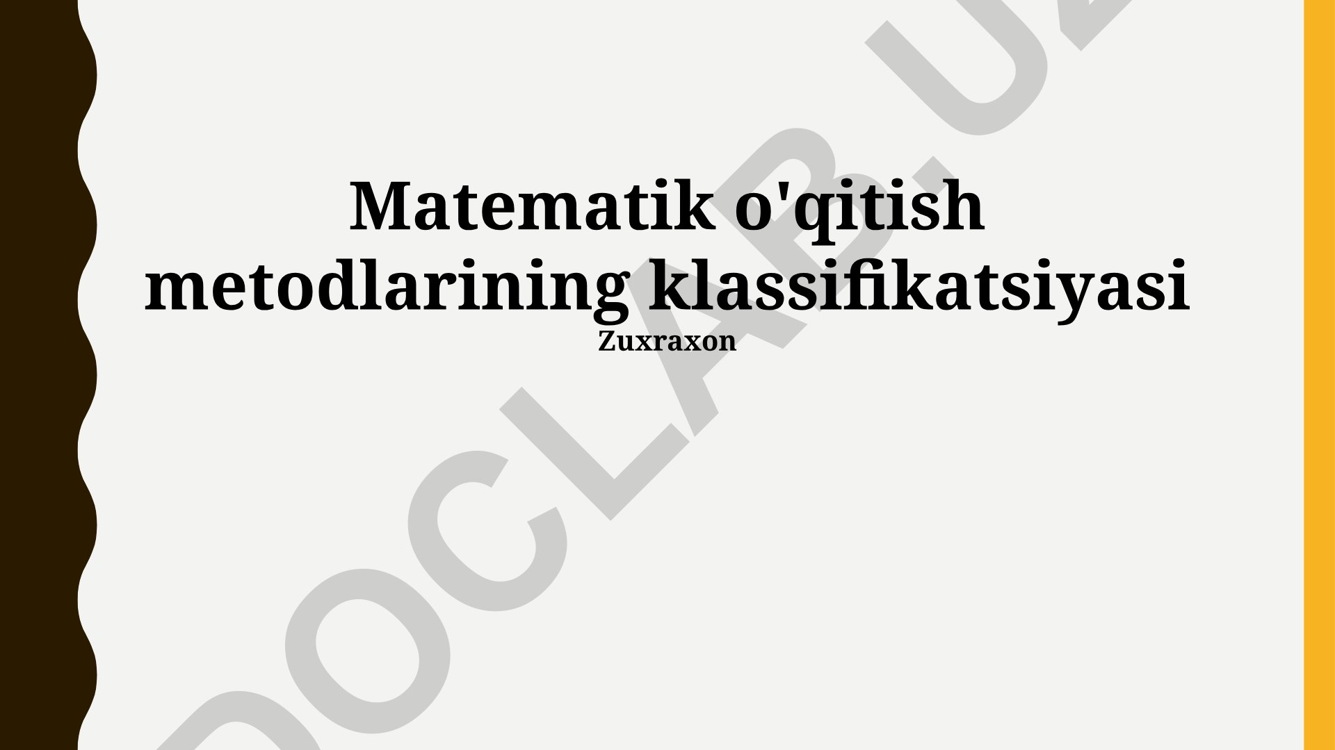 Matematik o'qitish metodlarining klassifikatsiyasi