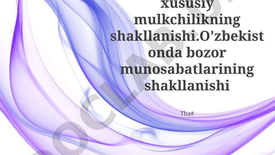 O'zbekistonda iqtisodiy islohotlar va bozor munosabatlari