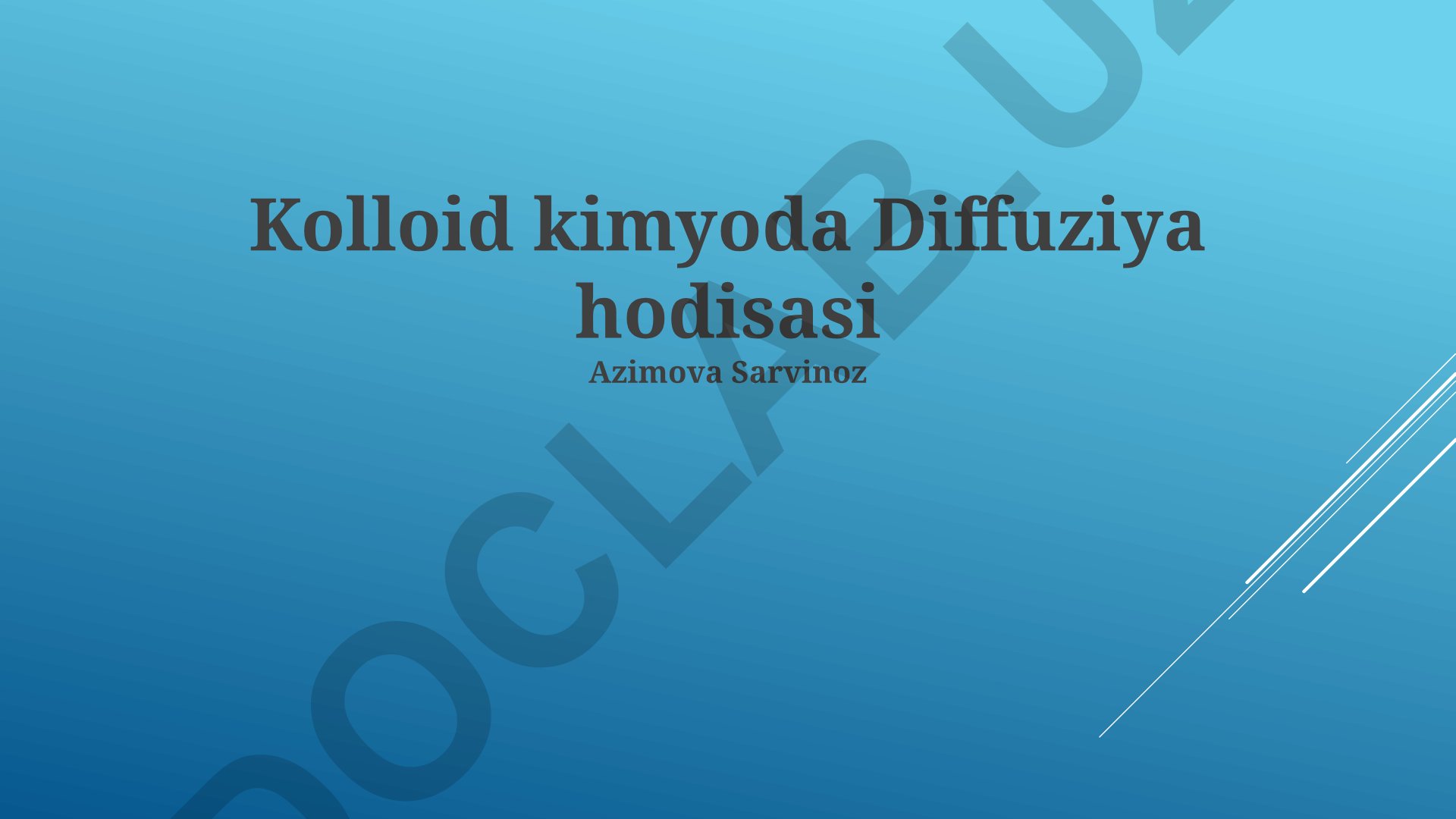 Kolloid kimyoda Diffuziya hodisasi