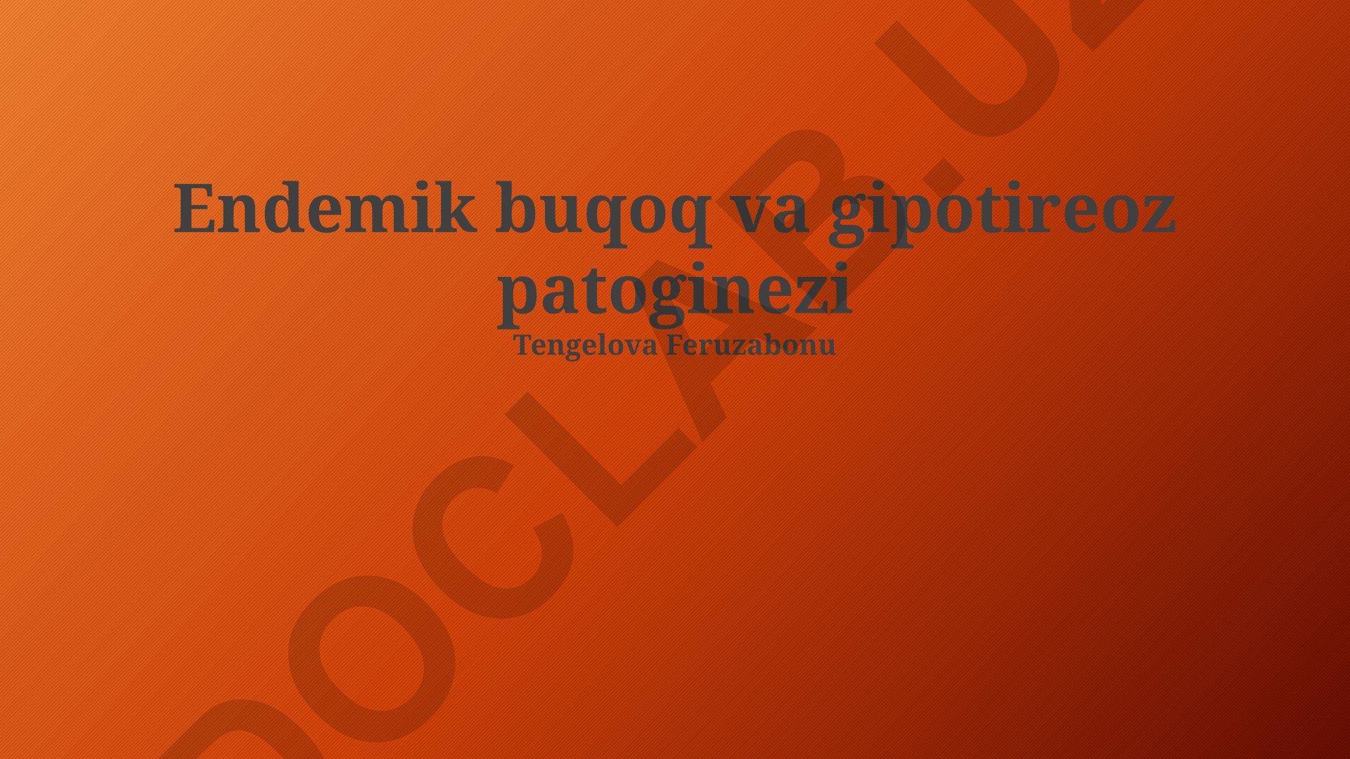 Endemik buqoq va gipotireoz patogenezi