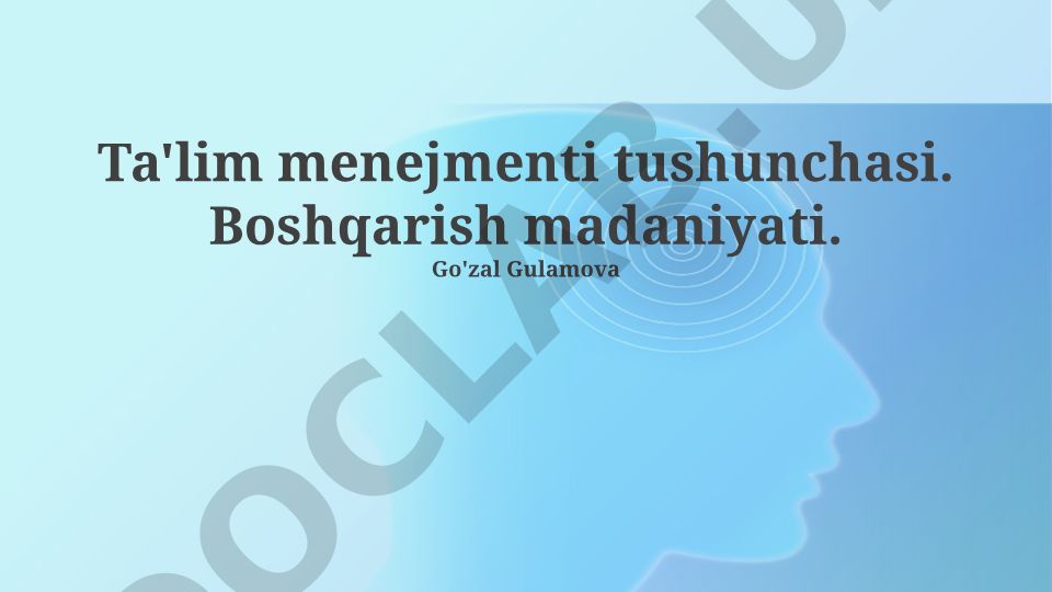 Ta'lim menejmenti va menejment madaniyati