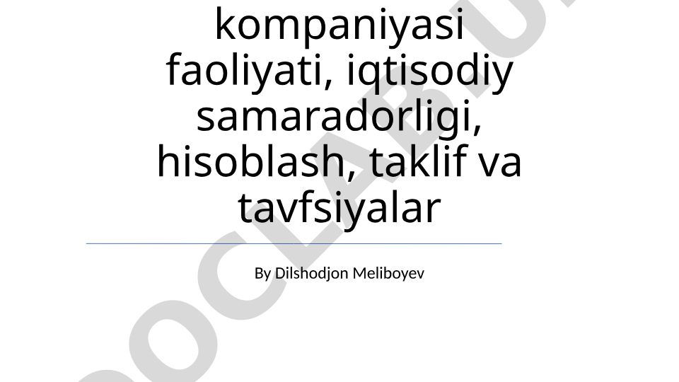 Click fintech kompaniyasi faoliyati va iqtisodiy samaradorligi