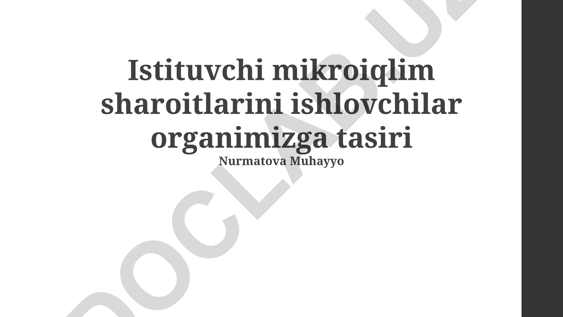 Ish joyining mikroiqlim sharoitining inson tanasiga ta'siri
