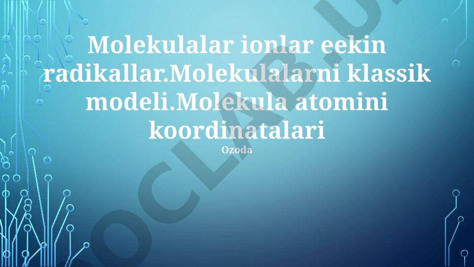 Molekulalar, ionlar va radikallarning klassik modeli