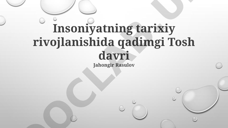 Tosh davri: Insoniyatning tarixiy rivojlanishi