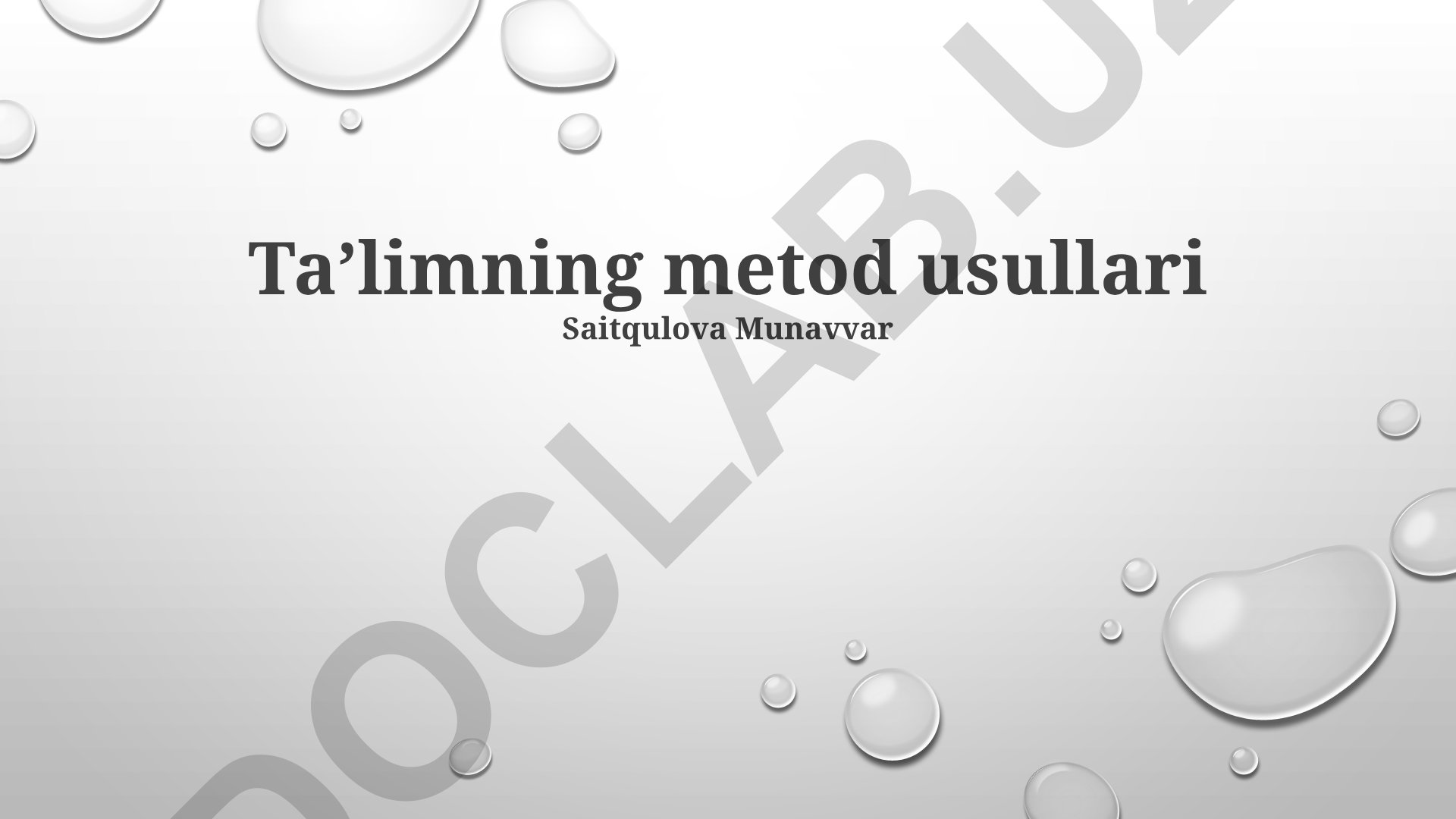 Taʼlimning metod usullari