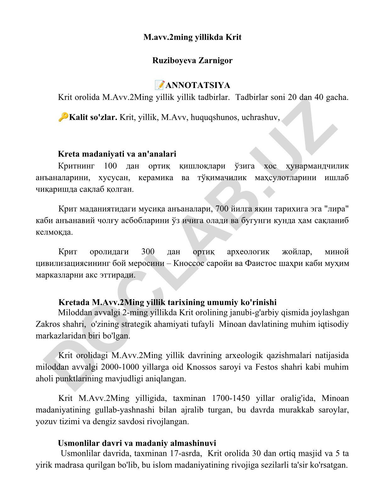 Krit orolida M.Avv.2Ming yillik tarixi va madaniyati
