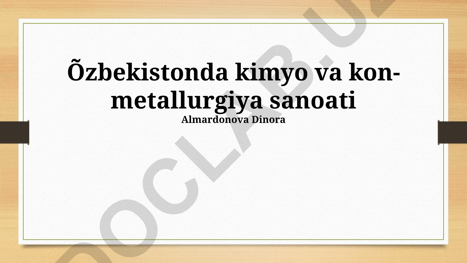 O'zbekistonda kimyo va kon-metallurgiya sanoati