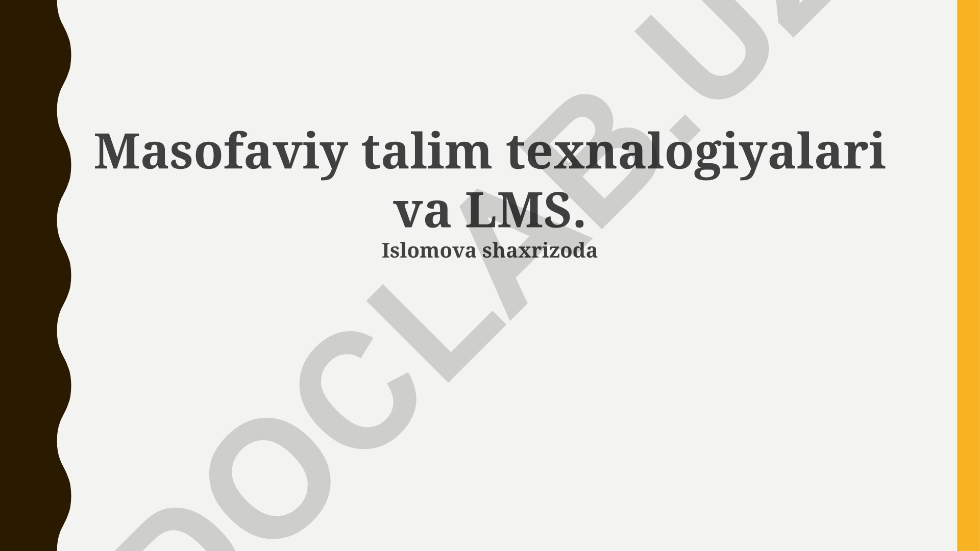 Masofaviy ta'lim texnologiyalari va LMS tizimlari