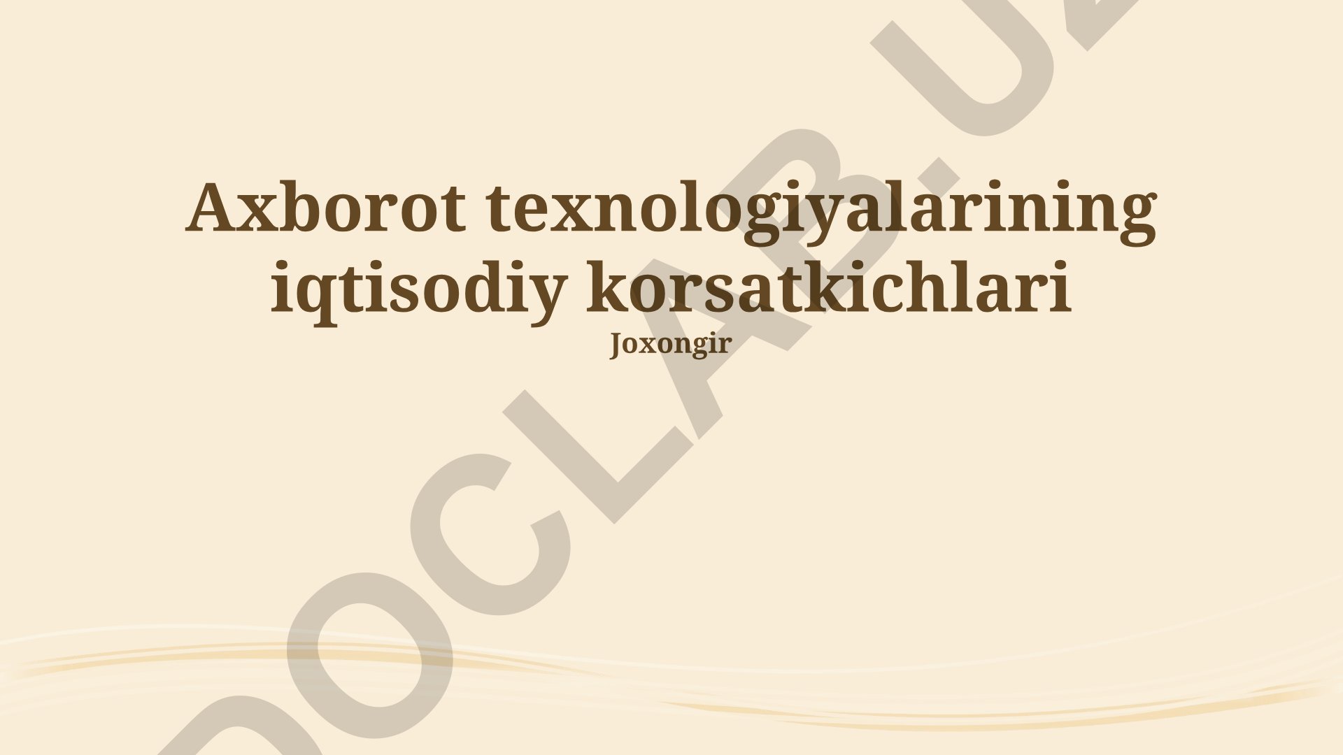 Axborot texnologiyalarining iqtisodiy ko'rsatkichlari