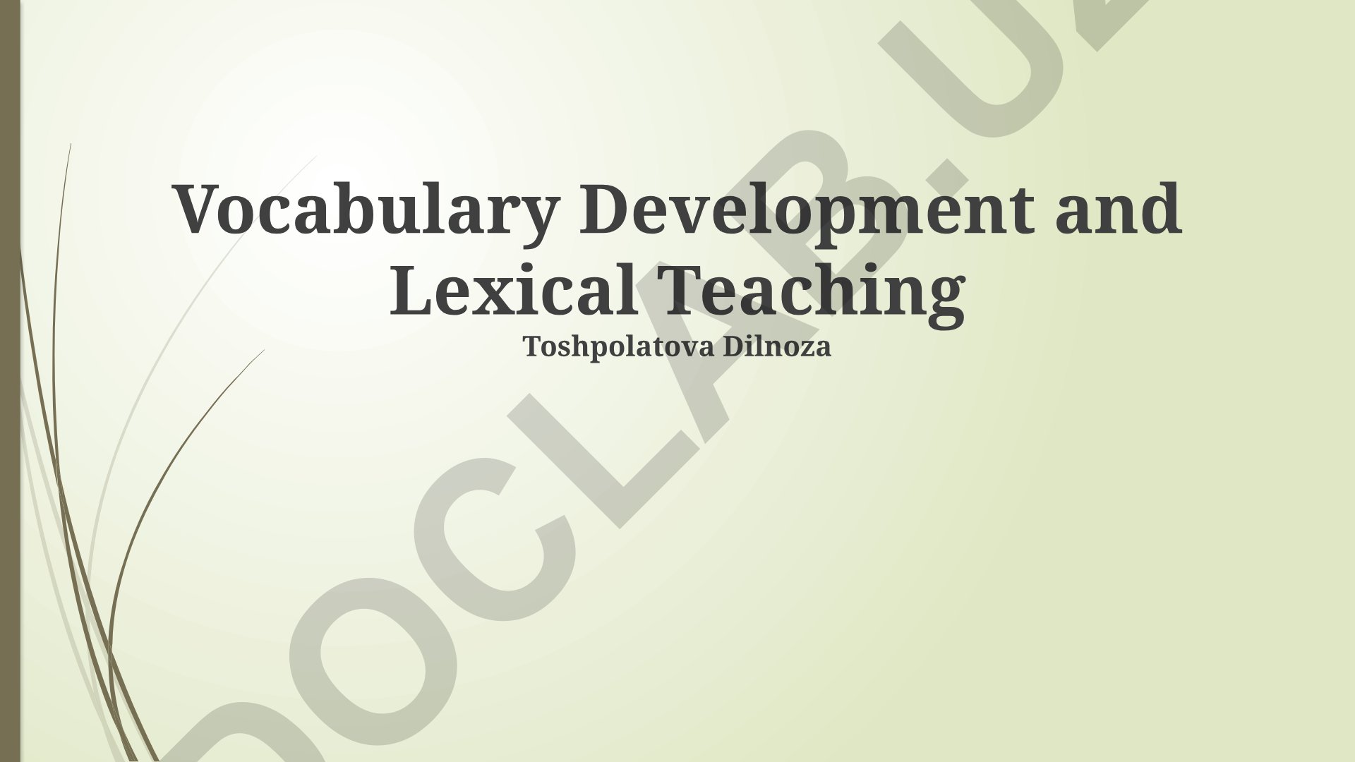 Vocabulary Development and Lexical Teaching Strategies