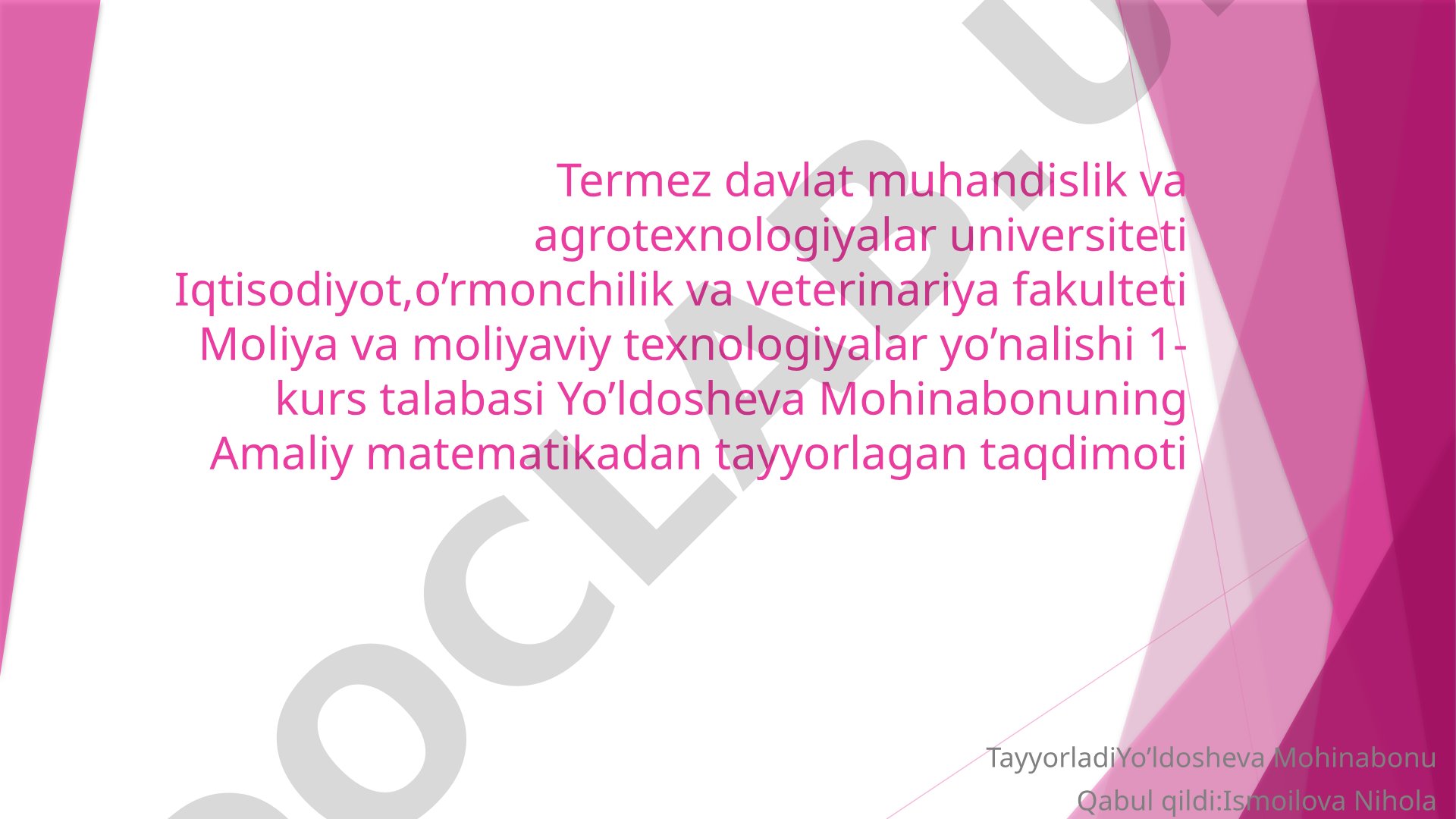 Aniq integral yordamida yassi figuralar yuzalarini hisoblash