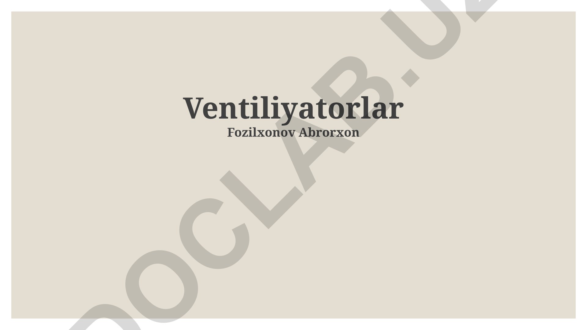 Ventilyatorlardan foydalanish xavfsizligi va texnik xizmati