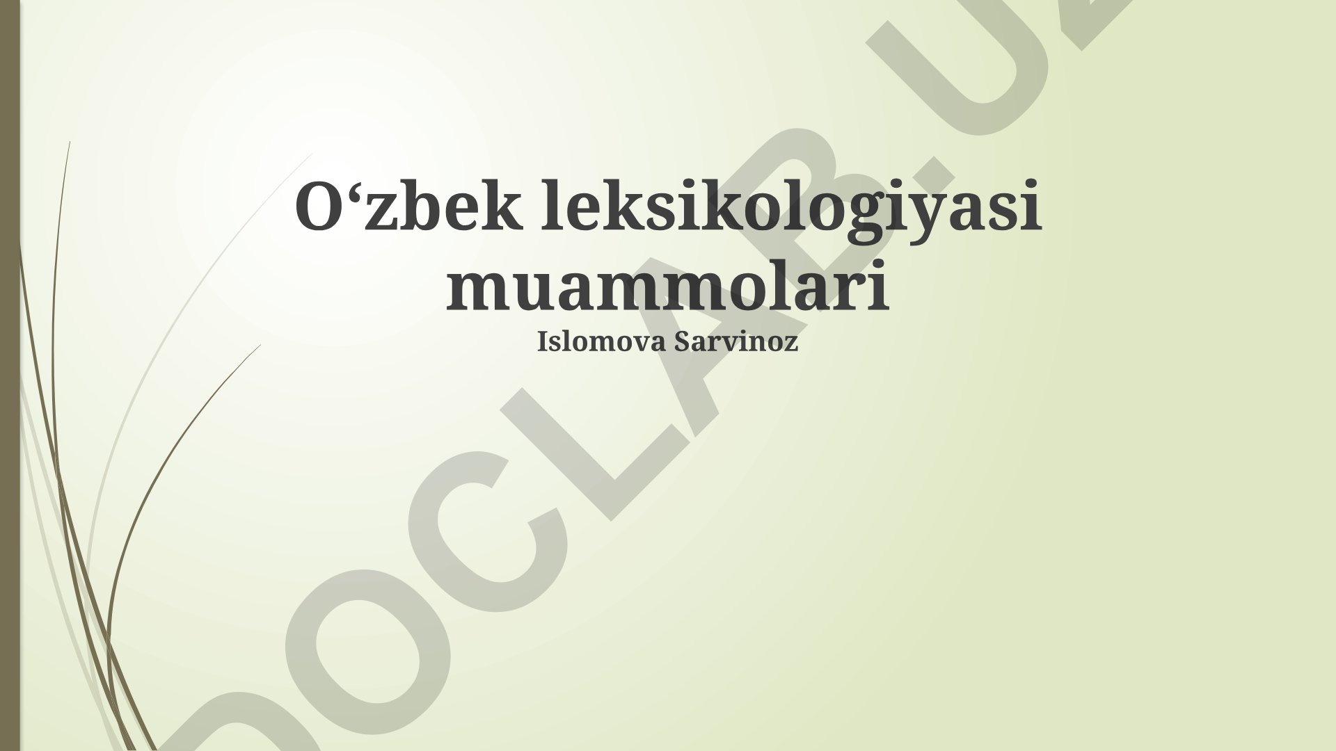 O‘zbek leksikologiyasi muammolari