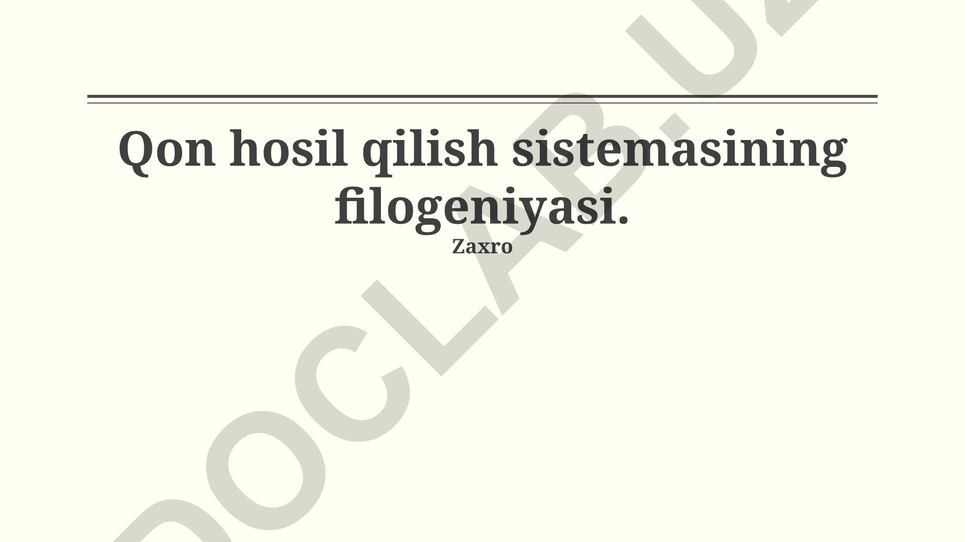 Qon hosil qilish sistemasining filogeniyasi va spermatogenez