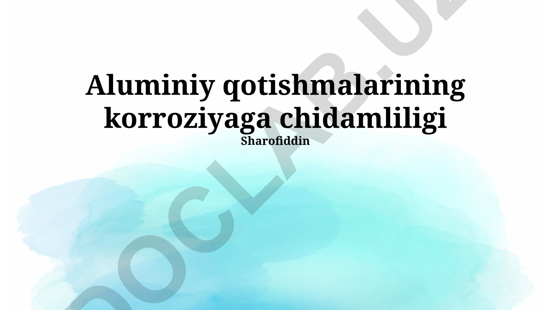 Alyuminiy qotishmalarining korroziyaga chidamliligi