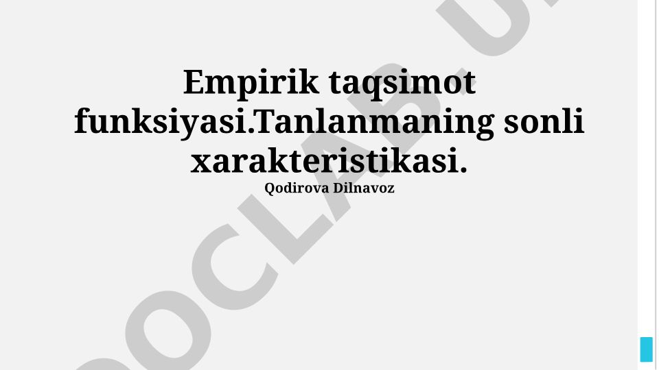 Empirik taqsimot funksiyasi va namuna xarakteristikalarining amaliy misollari