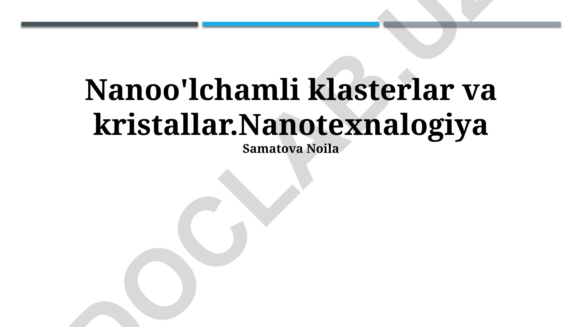 Nanoo'lchamli klasterlar va kristallar