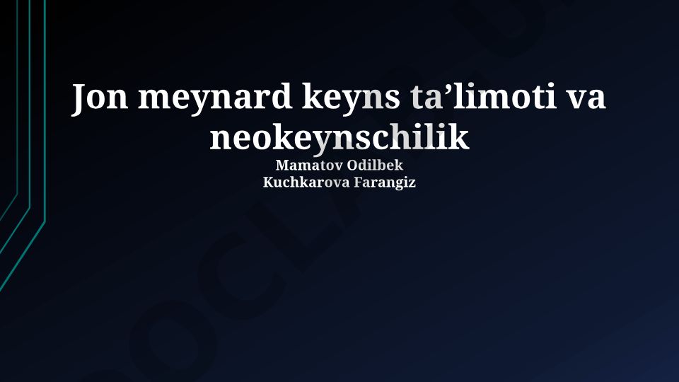 Jon Meynard Keyns ta'limoti va neo-keynschilik
