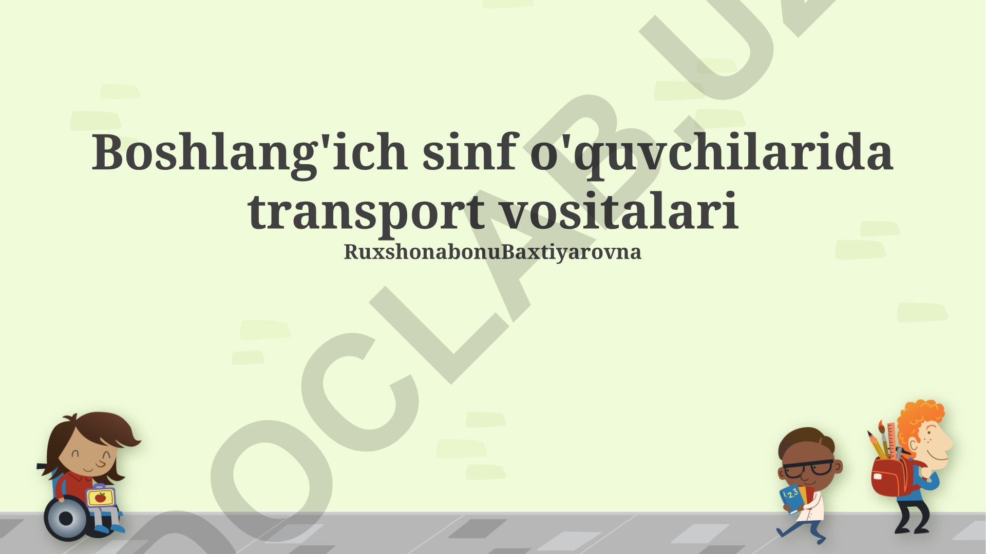 Boshlang'ich sinf o'quvchilarida transport vositalari xavfsizligi