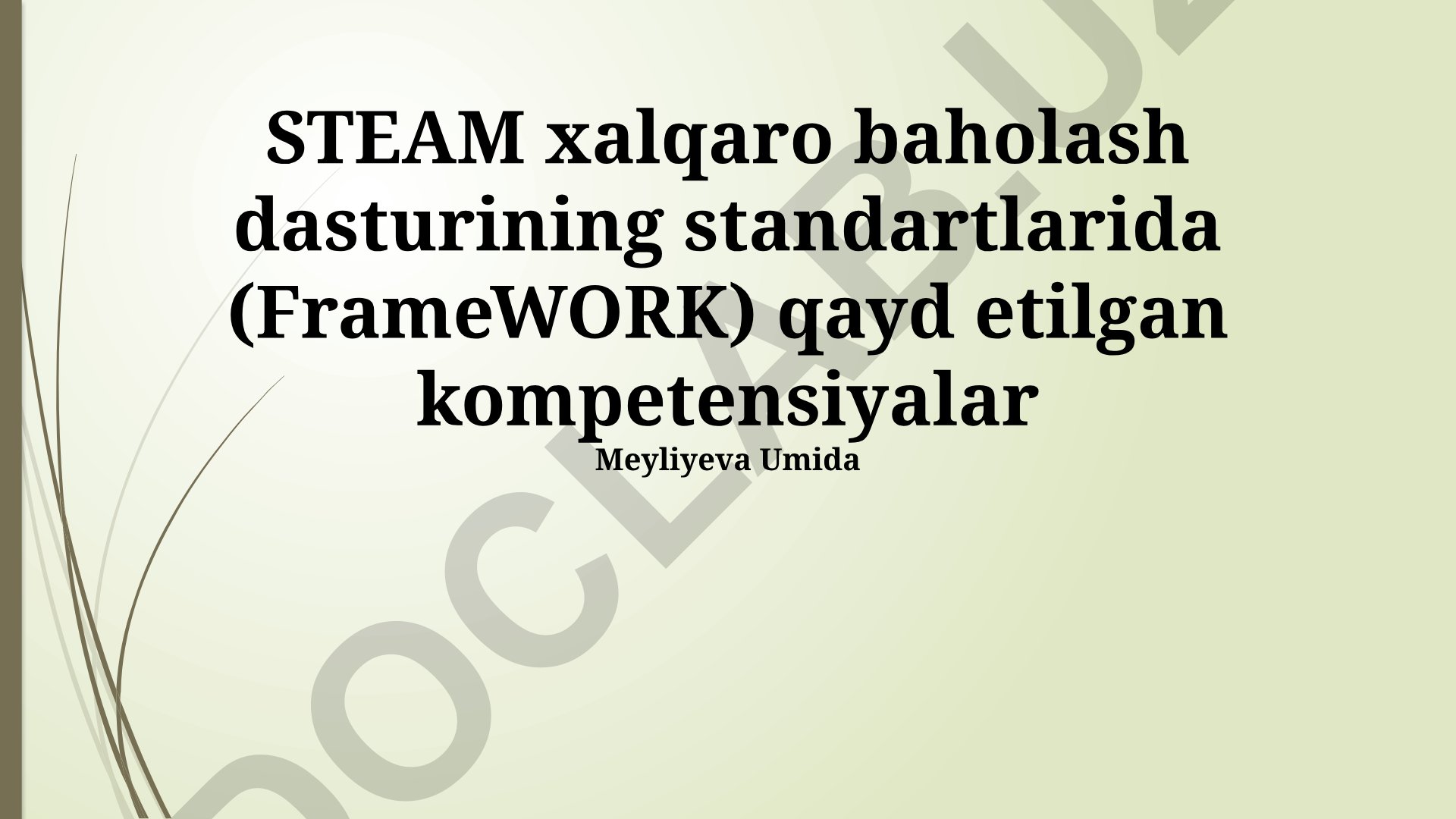 STEAM xalqaro baholash dasturining standartlari va kompetensiyalari