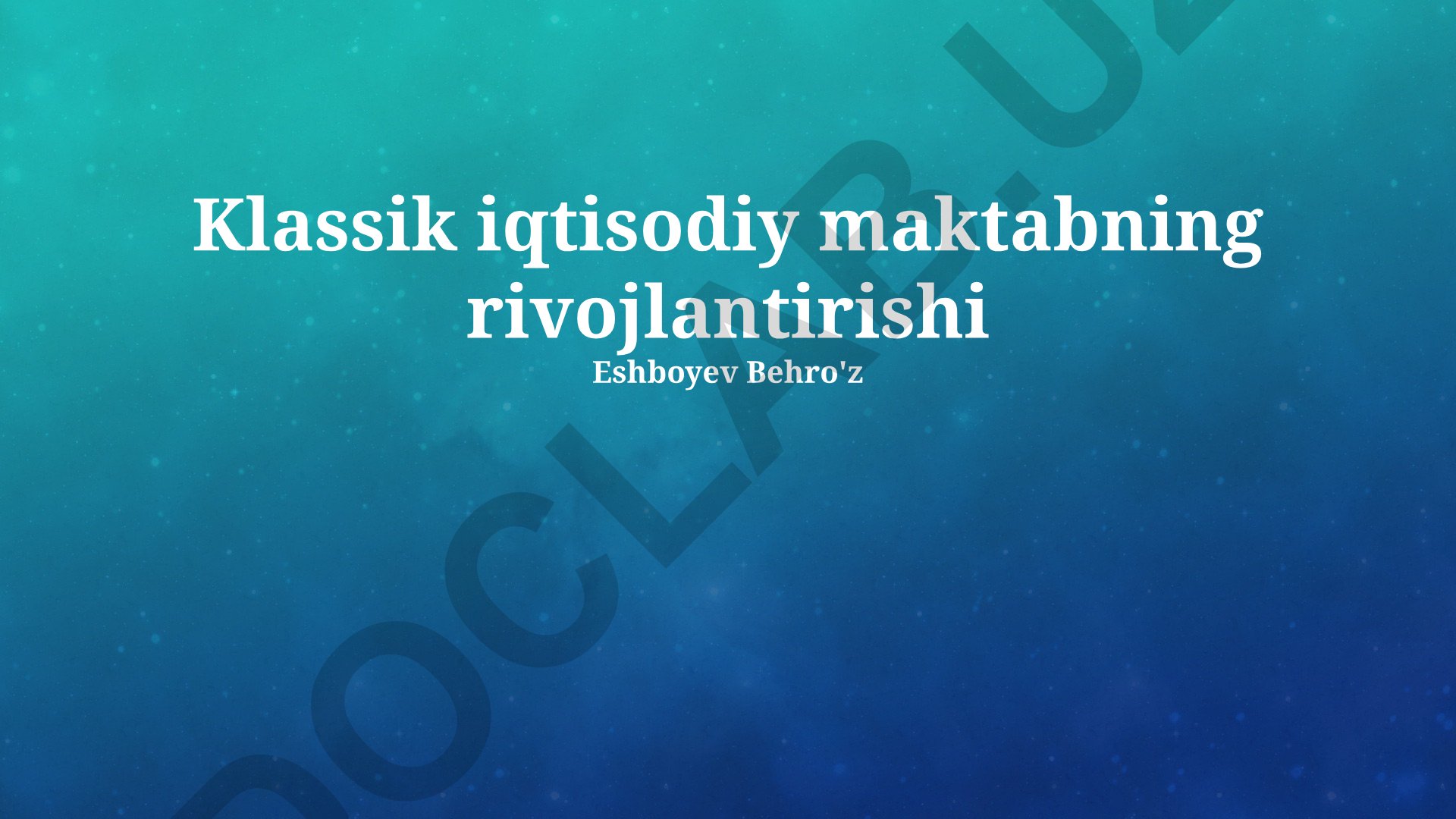 Klassik iqtisodiy maktabning rivojlanishi