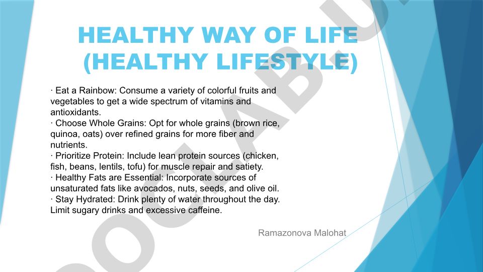 Healthy Way of Life and Healthy Lifestyle