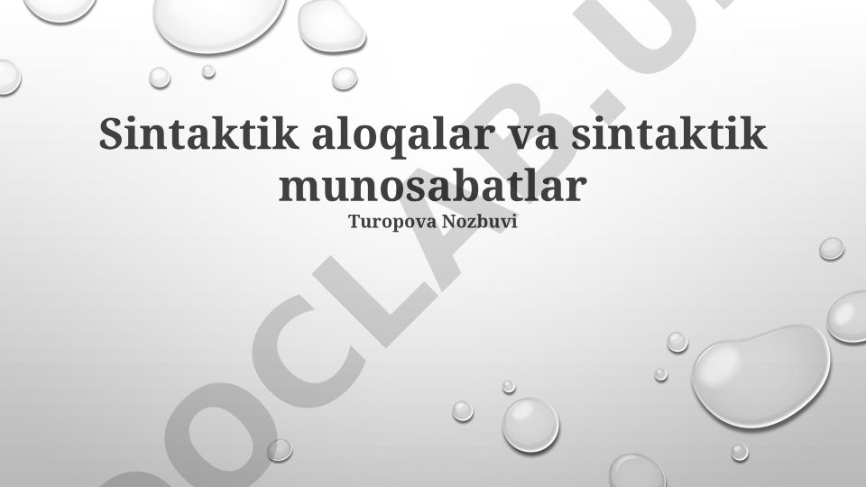 Sintaktik aloqalar va sintaktik munosabatlar