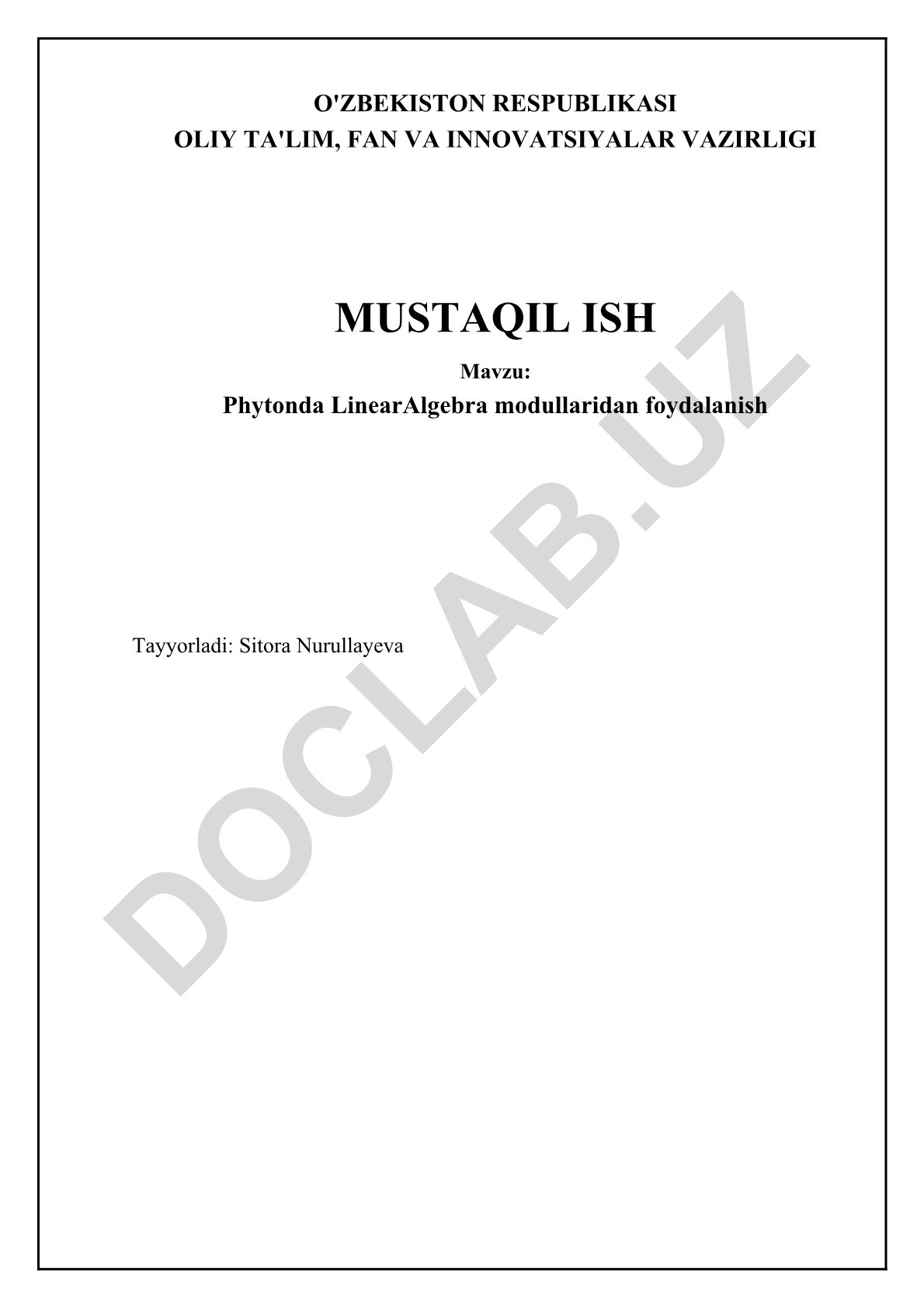 Phytonda LinearAlgebra modullaridan foydalanish