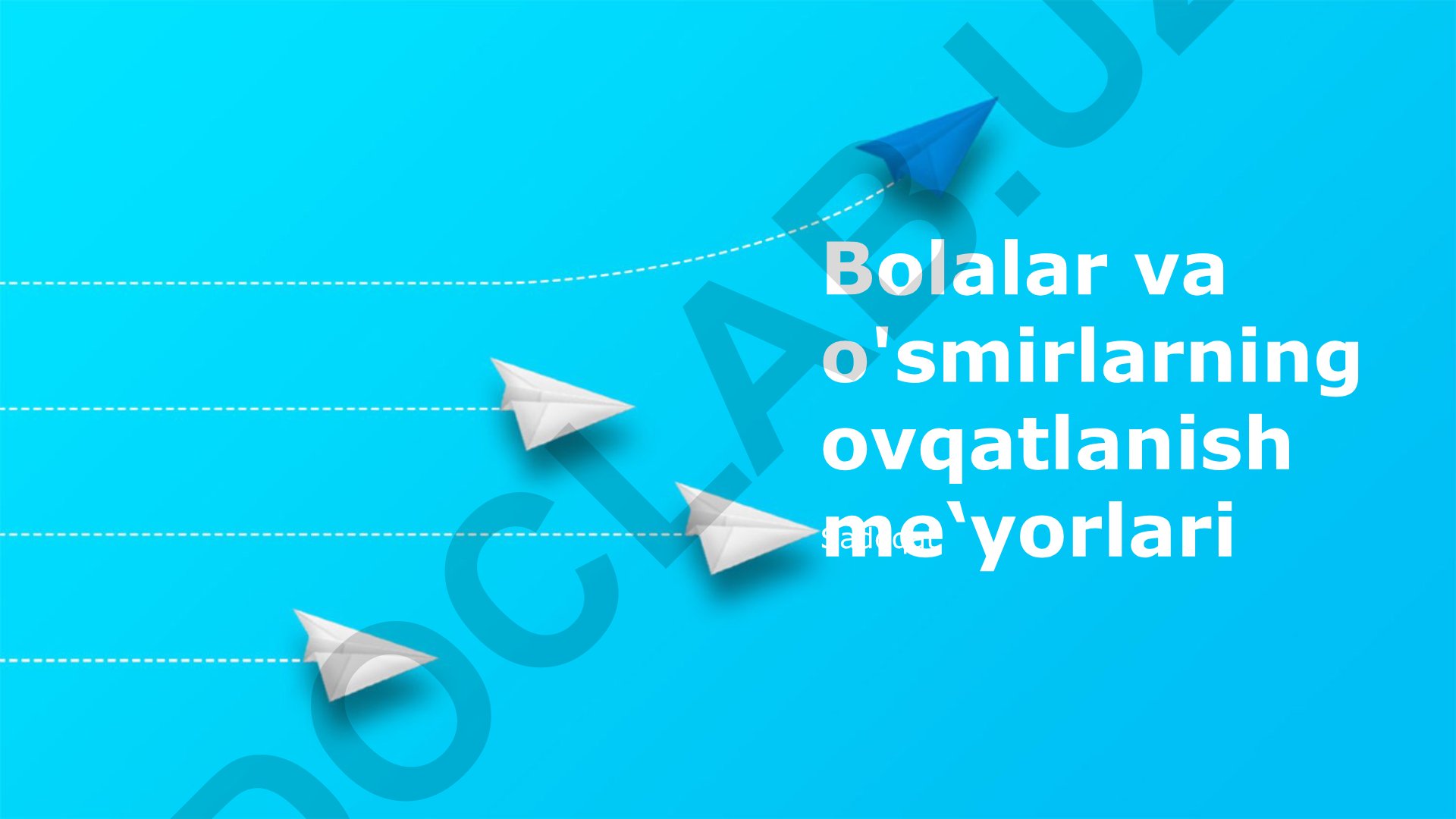 Bolalar va o'smirlarning ovqatlanish me'yorlari va sog'lom ovqatlanish tamoyillari