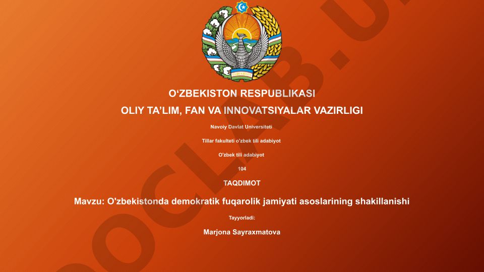 O'zbekistonda demokratik fuqarolik jamiyati asoslarining shakillanishi