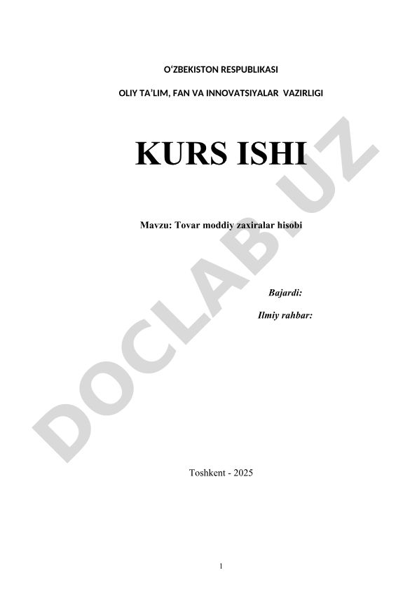 Tovar moddiy zaxiralar hisobi