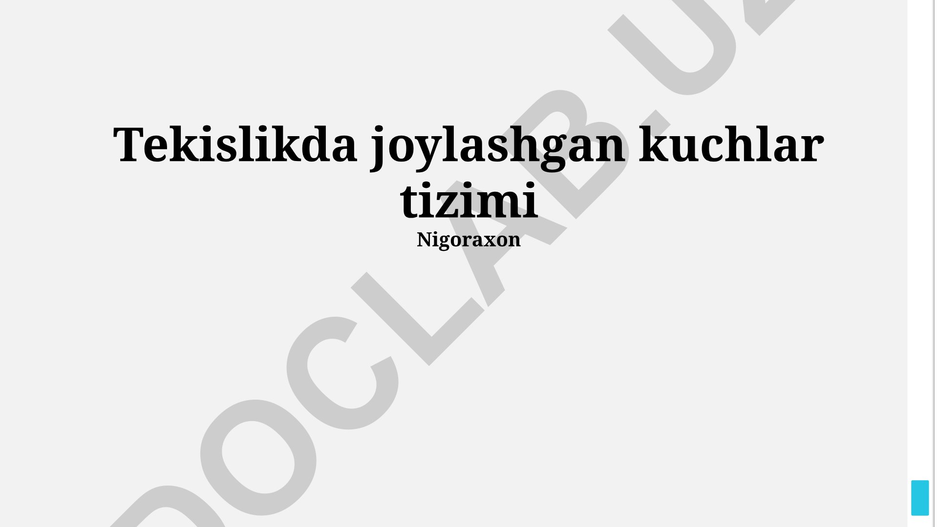 Tekislikda joylashgan kuchlar tizimi muvozanati